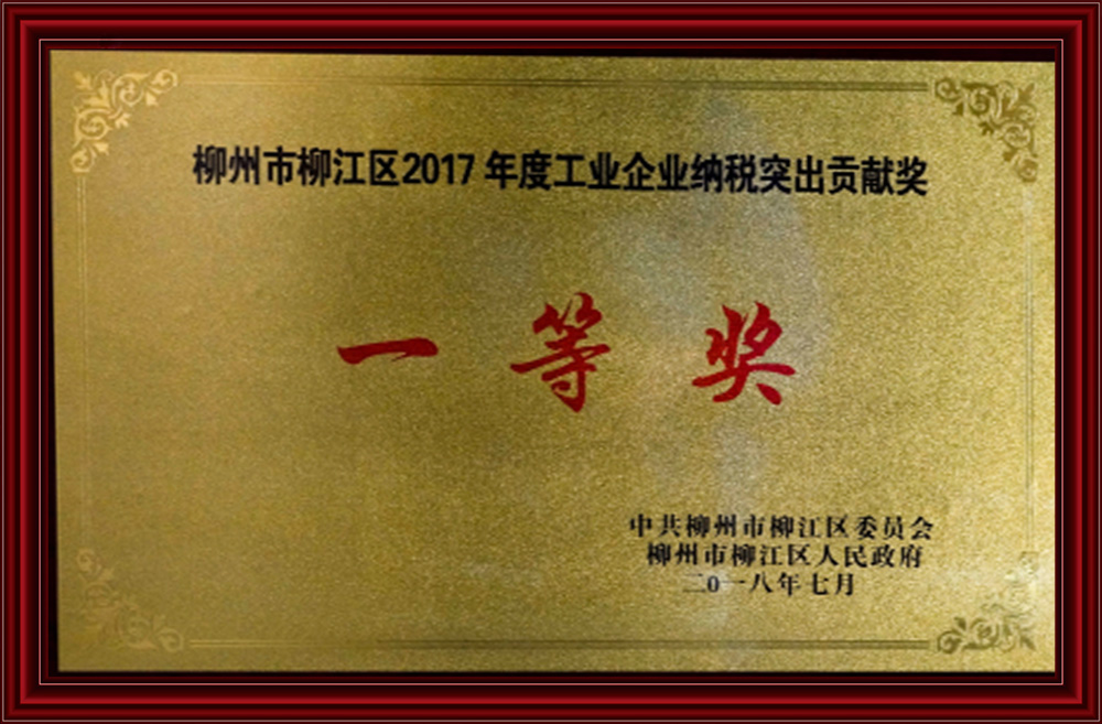 2017工業企業納稅突出貢獻獎一等獎